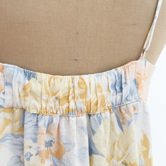 Abercrombie & Fitch Preppy Linen Tiered Floral Cottagecore Maxi Dress -  L Tall - Picture 10 of 16